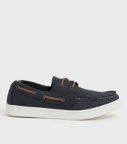 New Look Navy Suedette Boat Shoes